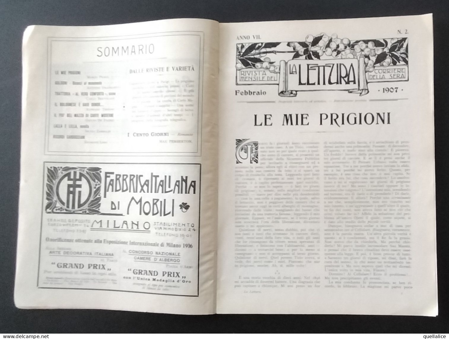 03906 "LA LETTURA - RIVISTA MENSILE ILLUSTRATA DEL CORRIERE DELLA SERA  - ANNO VII N° 2 - FEBBRAIO 1907" ORIG. - Other & Unclassified