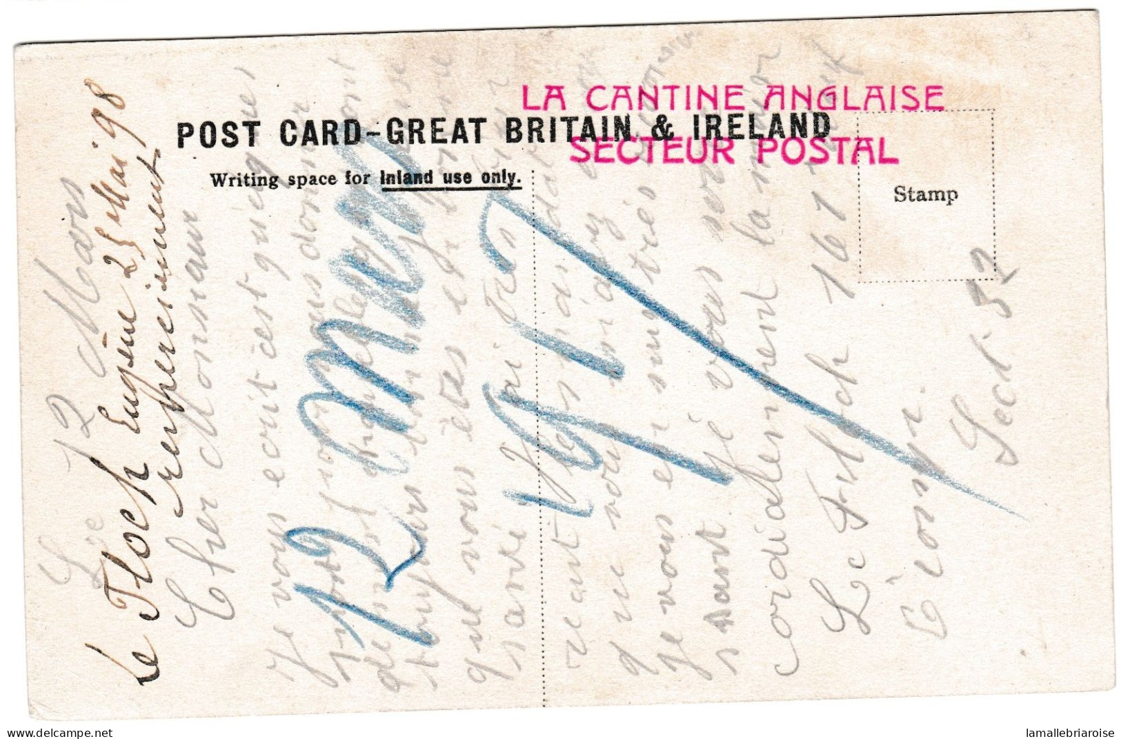 Cachet: La Cantine Anglaise - Secteur Postal Sur Carte DeEtal Castle, Near Wooler - Storia Postale