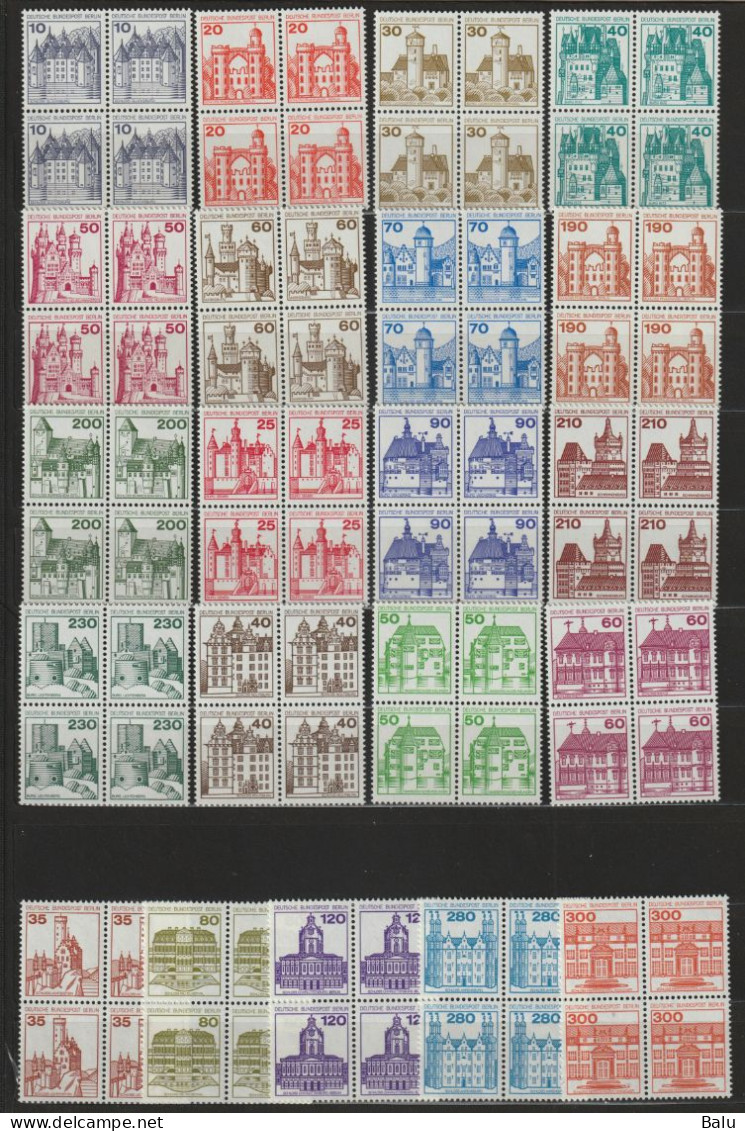 Berlin 1977 Alle 21 Werte Burgen & Schlösser, Michel Nr. 532-40, 587-90, 611, 614 615, 673-77 (je 4) U.a. Michel 144,-€ - Unused Stamps