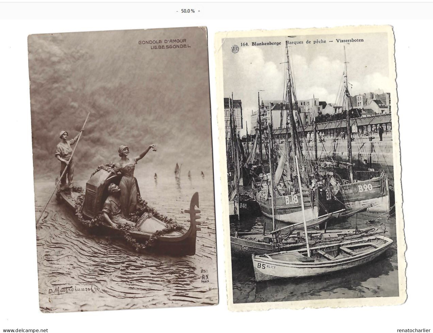 Lot de 8 Cartes postales"Bateaux".