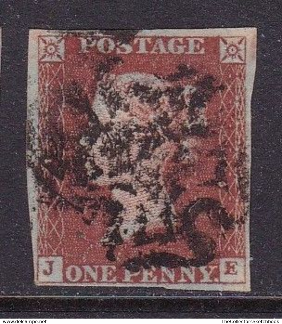GB Line Engraved  Victoria Imperf Penny Red (JE). Heavy Mounted Good Used - Gebraucht