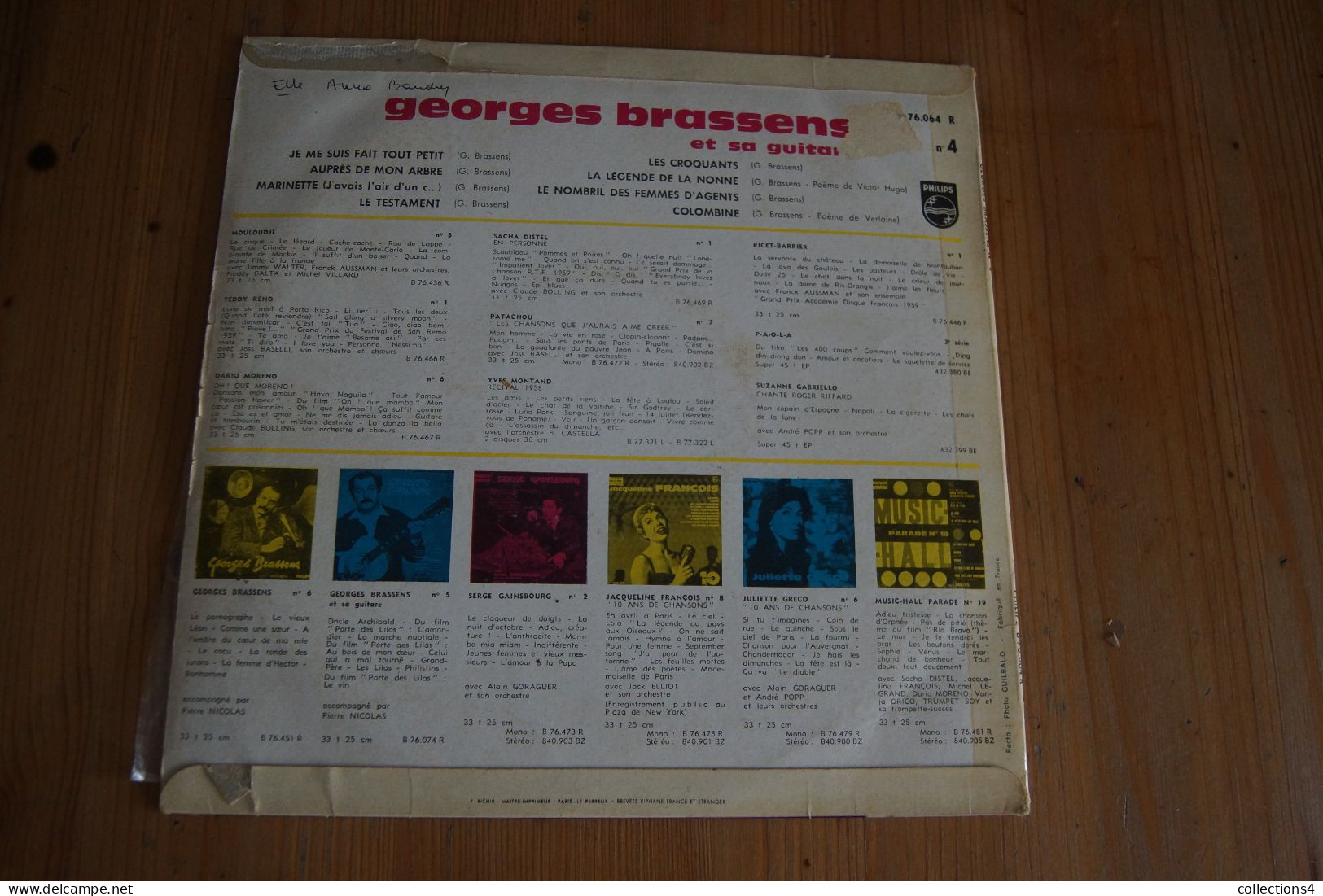 GEORGES BRASSENS JE ME SUIS FAIT TOUT PETIT RARE 25CM ORIGINAL  196?  VARIANTE AU VERSO VERLAINE - Andere - Franstalig