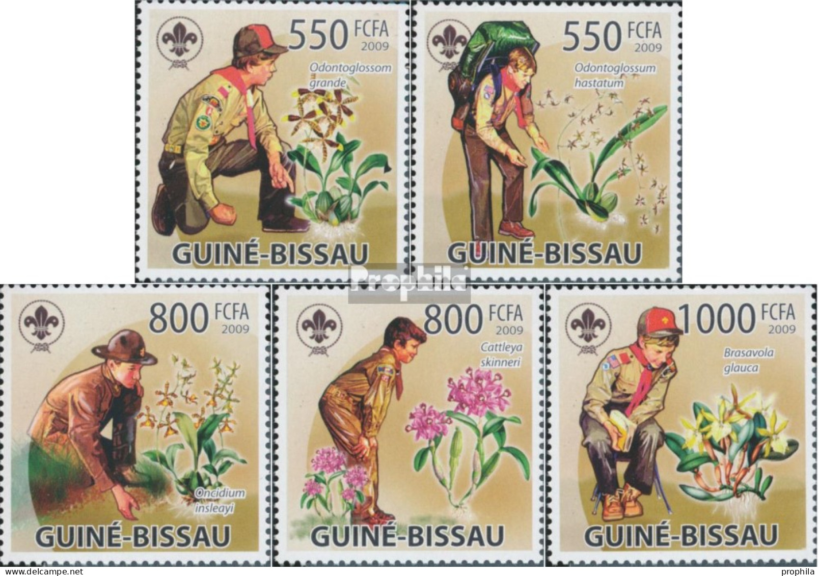 Guinea-Bissau 4355-4359 (kompl. Ausgabe) Postfrisch 2009 Pfadfinder & Orchideen - Guinea-Bissau