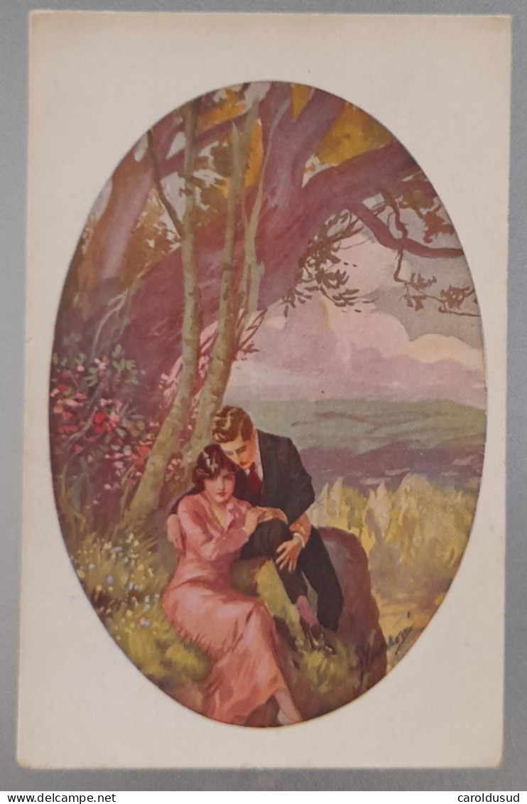 Cpa Litho PRECURSEUR SELECTIO Illustrateur GUERZONI COUPLE SOUS ARBRE EN MEDAILLON  VOYAGE 1905 PARIS - Guerinoni