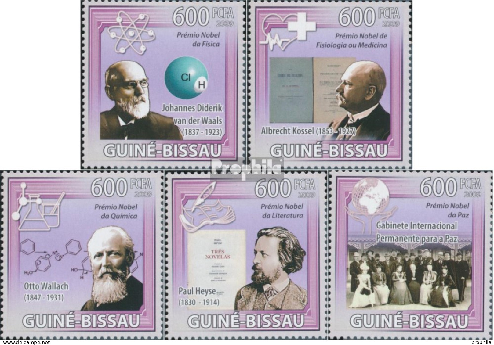 Guinea-Bissau 4338-4342 (kompl. Ausgabe) Postfrisch 2009 Nobelpreisträger - Guinea-Bissau
