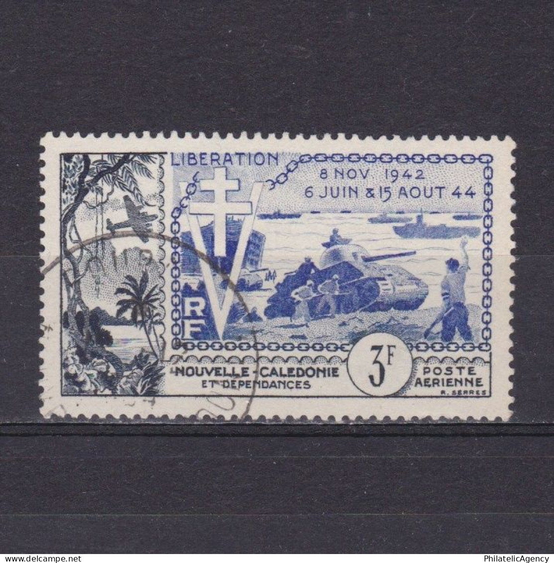 NEW CALEDONIA 1954, Sc# C25, Liberation Of France, Used - Usati
