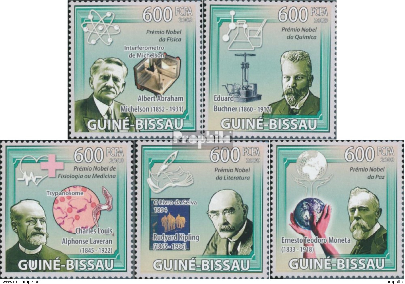 Guinea-Bissau 4333-4337 (kompl. Ausgabe) Postfrisch 2009 Nobelpreisträger - Guinea-Bissau