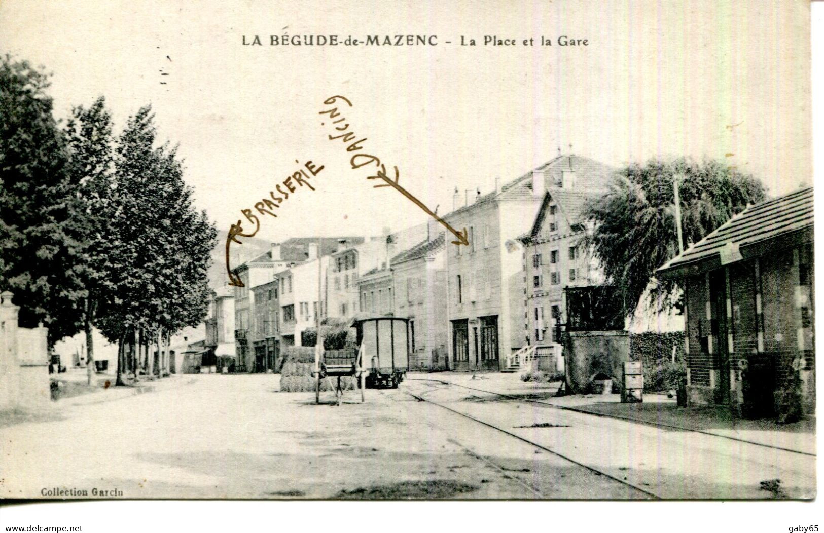 CPA.26.DRÔME.LA BÉGUDE DE MAZENC.LA PLACE ET LA GARE. - Otros & Sin Clasificación