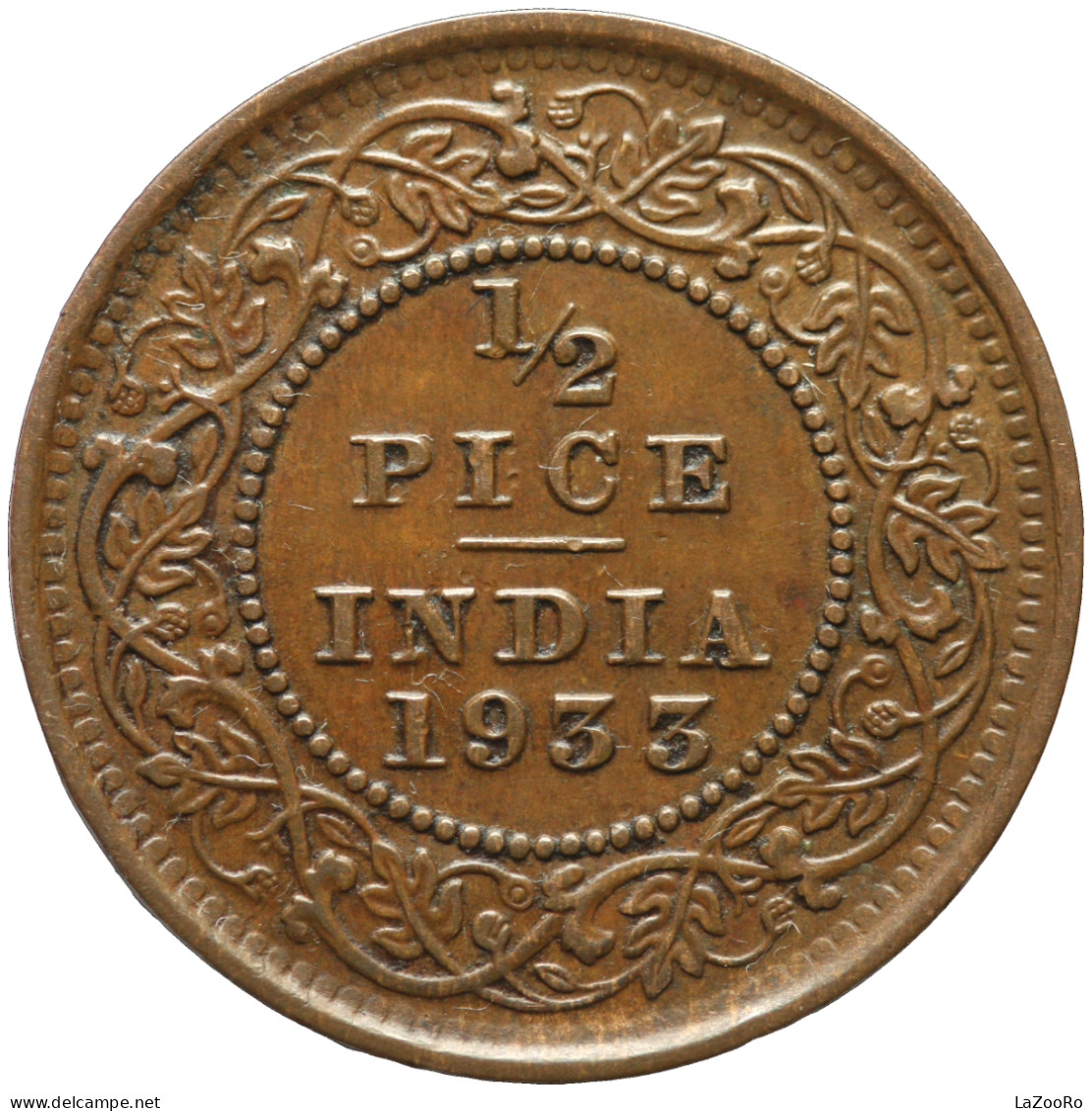 LaZooRo: British India 1/2 Pice 1933 XF - Kolonies