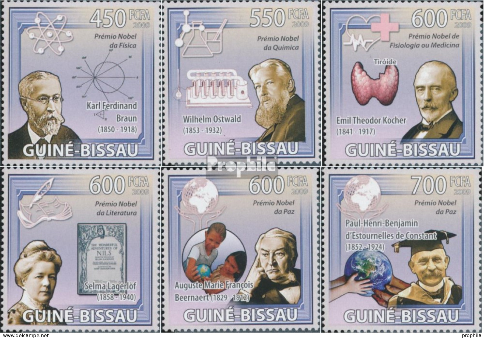Guinea-Bissau 4309-4314 (kompl. Ausgabe) Postfrisch 2009 Nobelpreisträger - Guinea-Bissau