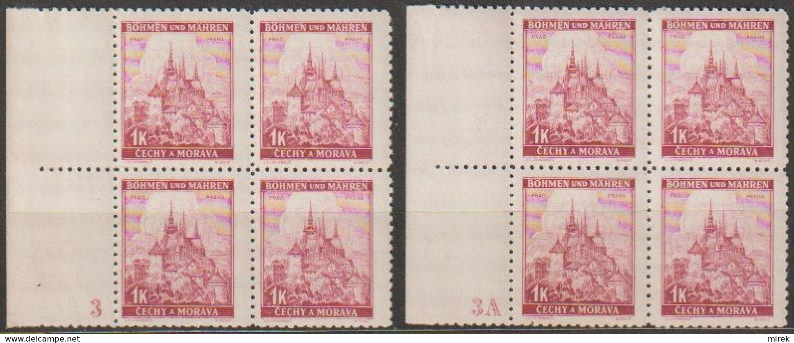 089/ Pof. 31; Border 4-blocks, Plate Number 3,3A - Neufs