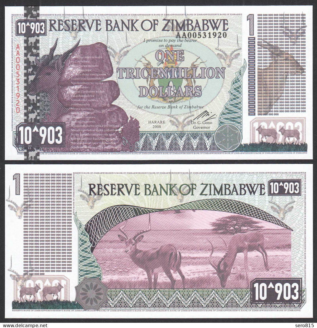 Simbabwe - Zimbabwe 1 Tricentillionen Dollars 2008 UNC (1)   (32591 - Andere - Afrika