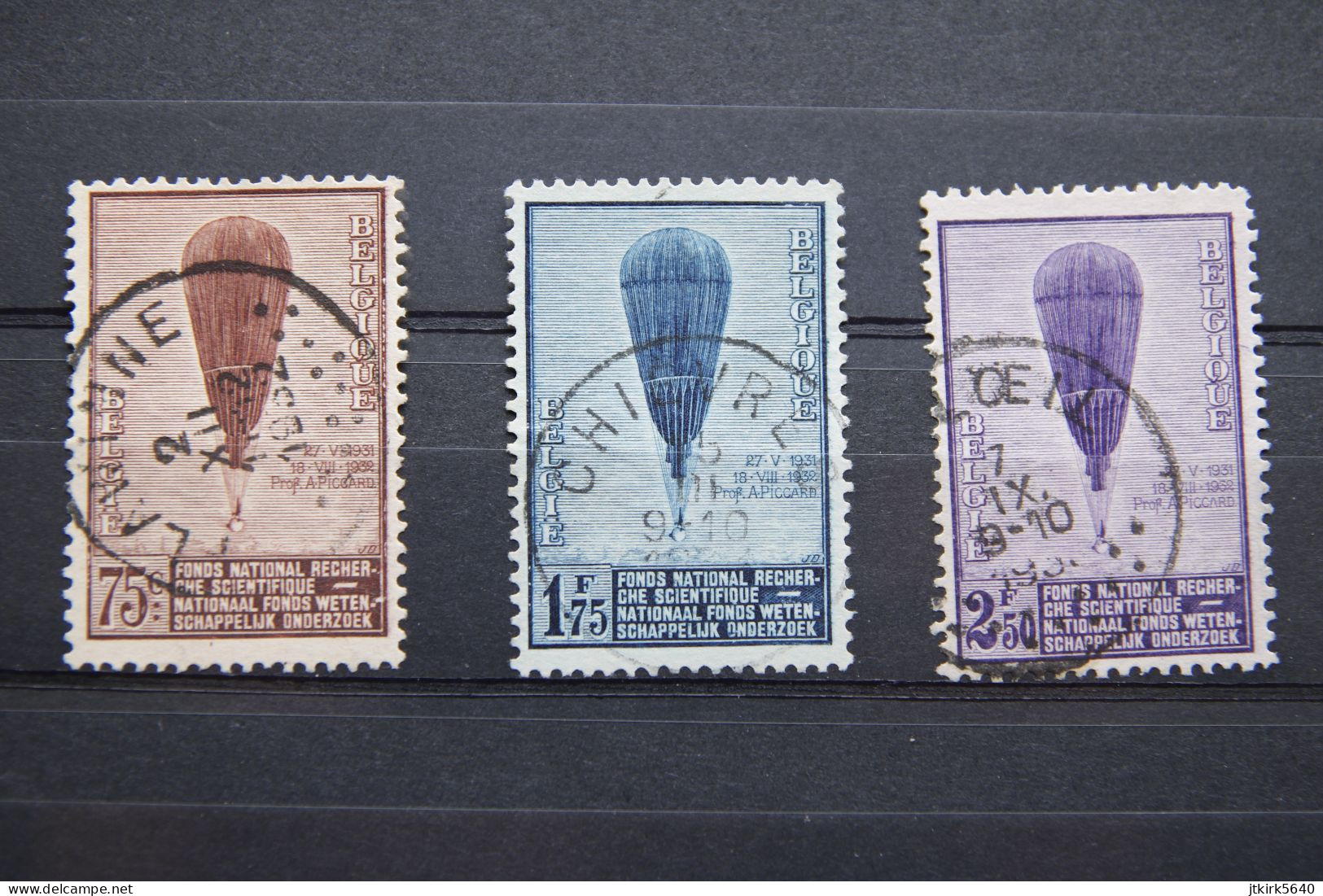 Série Ballon Piccard (COB/OBP 353/355, Obl) 1932. - Used Stamps