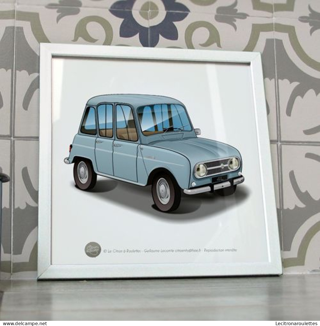 Poster Renault 4 4L Bleu Ciel 1971 - Voitures