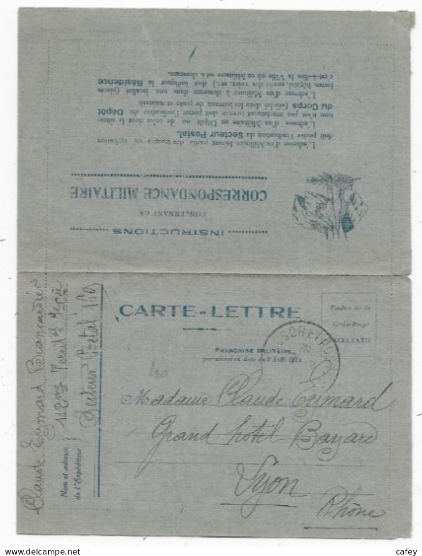 Carte Lettre FM 1915 Secteur Postal 169 - WW I