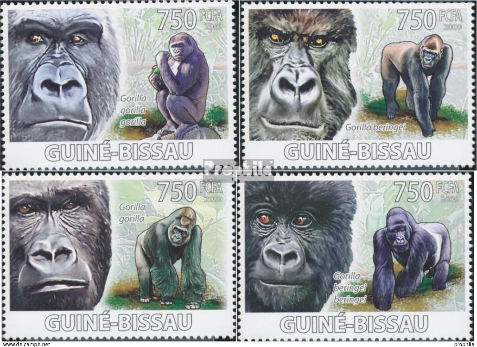 Guinea-Bissau 4178-4181 (kompl. Ausgabe) Postfrisch 2009 Gorillas - Guinea-Bissau