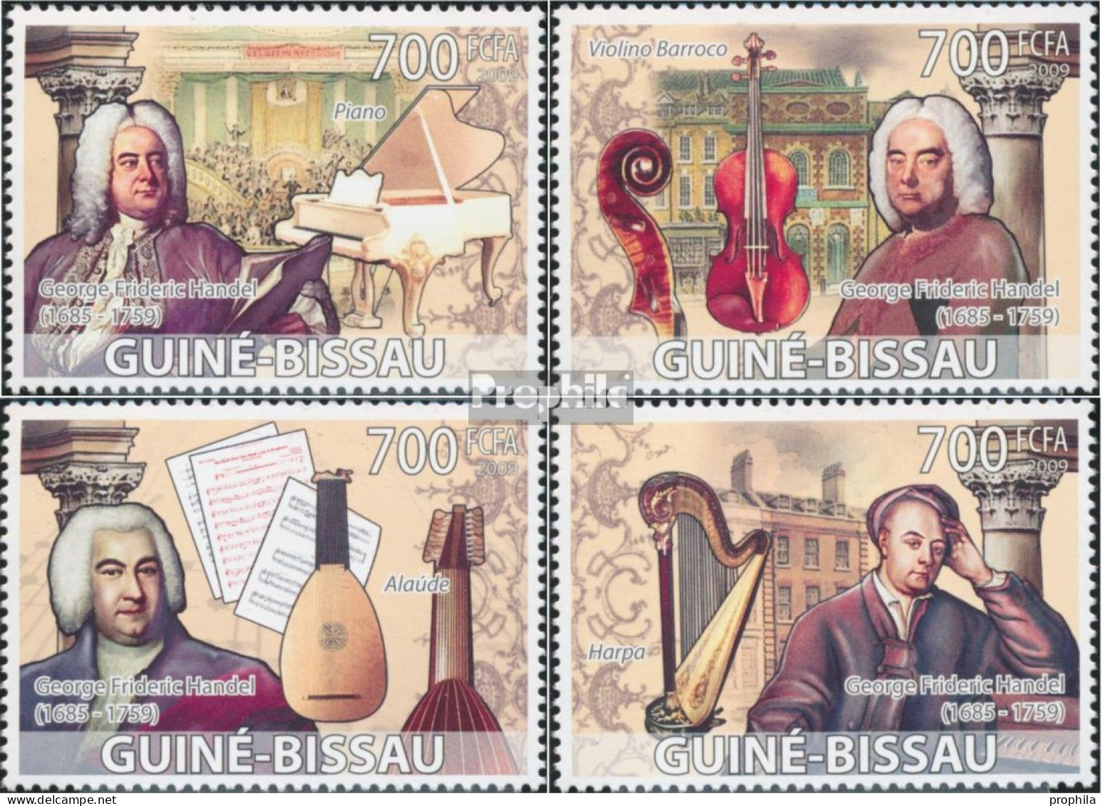Guinea-Bissau 4143-4146 (kompl. Ausgabe) Postfrisch 2009 Georg Friedrich Händel - Guinea-Bissau