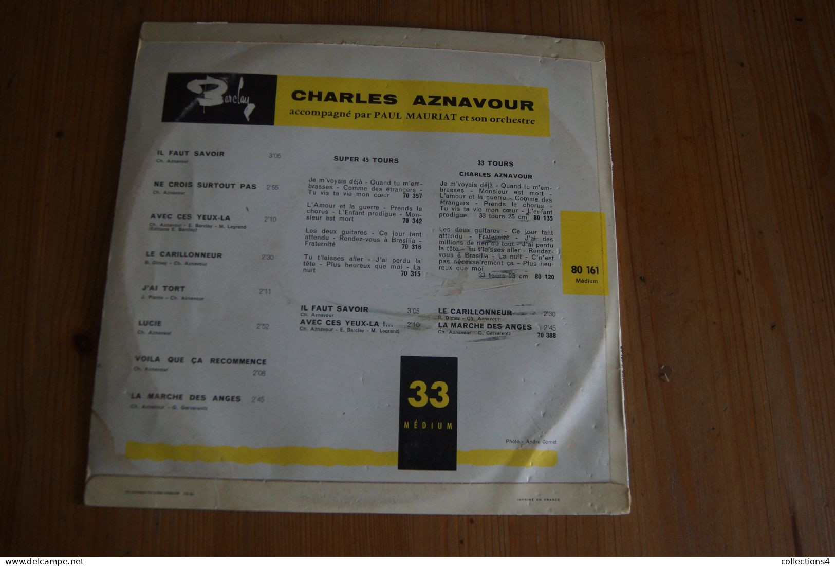 CHARLES AZNAVOUR IL FAUT SAVOIR 25CM ORIGINAL  1961 - Otros - Canción Francesa