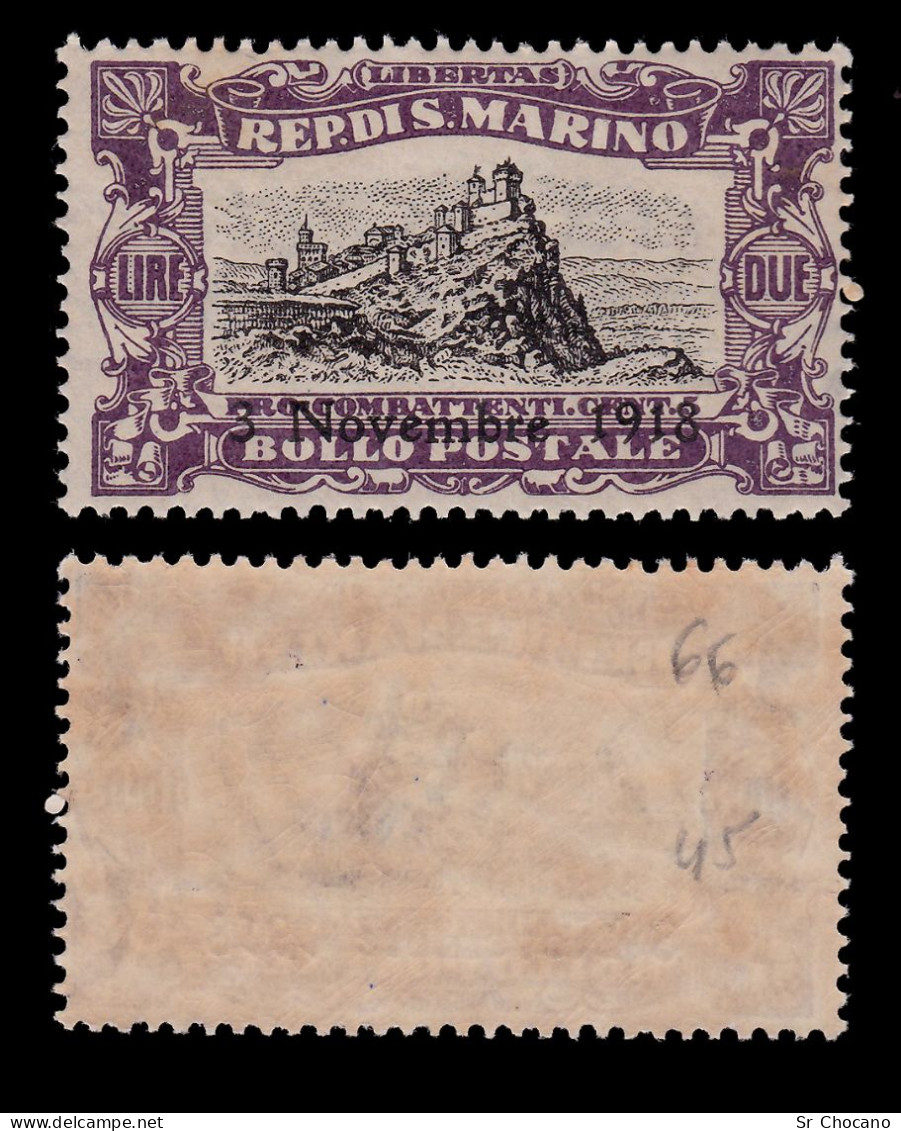 SAN MARINO STAMP.1919.2 L +5c.Surcharged.YVERT 66.MNH - Ongebruikt