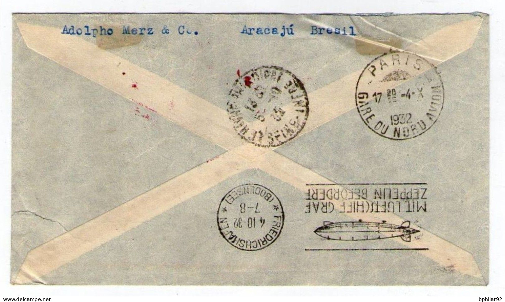 !!! LETTRE DU BRESIL POUR LA FRANCE PAR ZEPPELIN, CACHET CONDOR ZEPPELIN 1932 - Luftpost