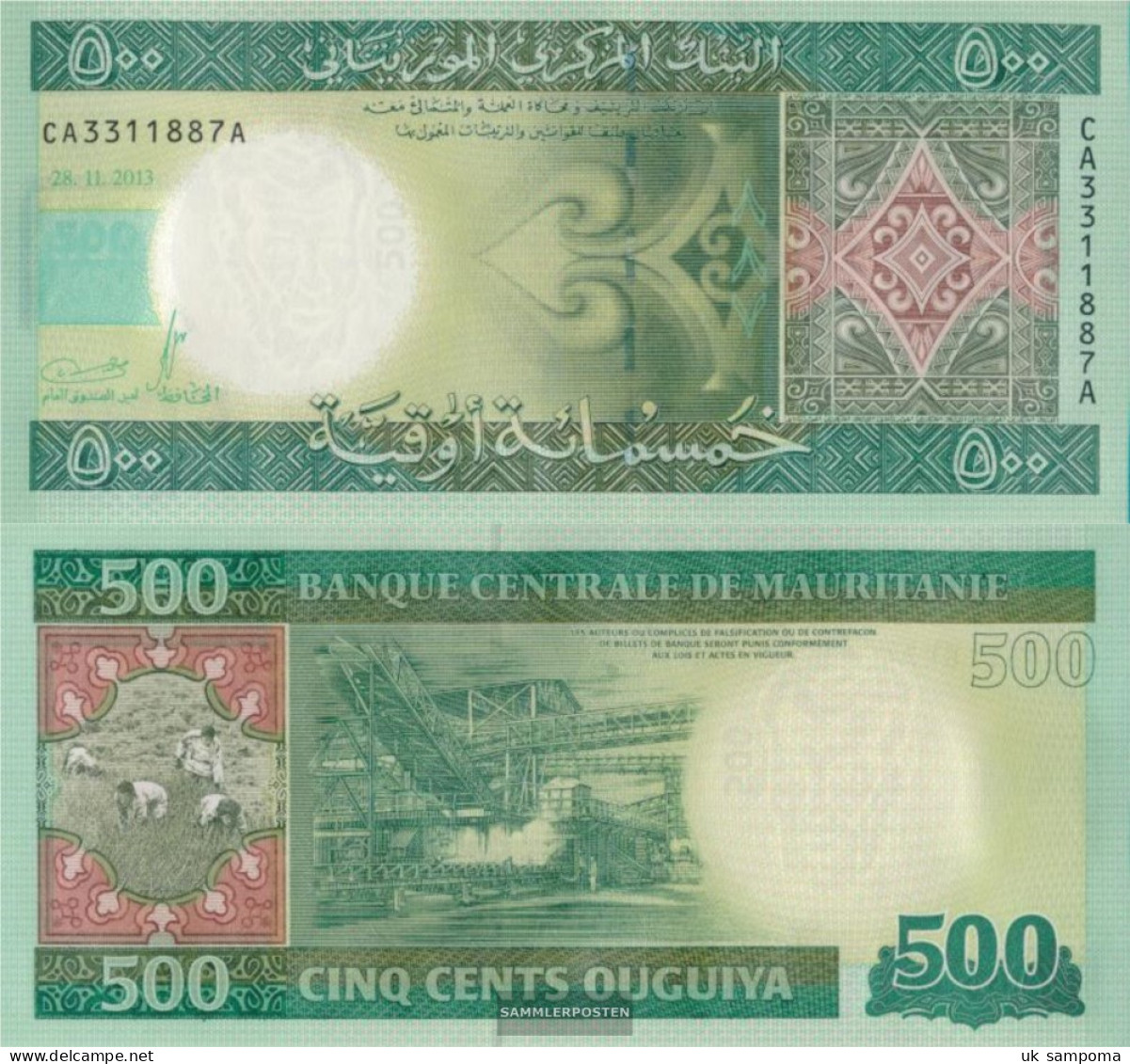 Mauritania Pick-number: 18 Uncirculated 2013 500 Ouguiya - Mauritanië