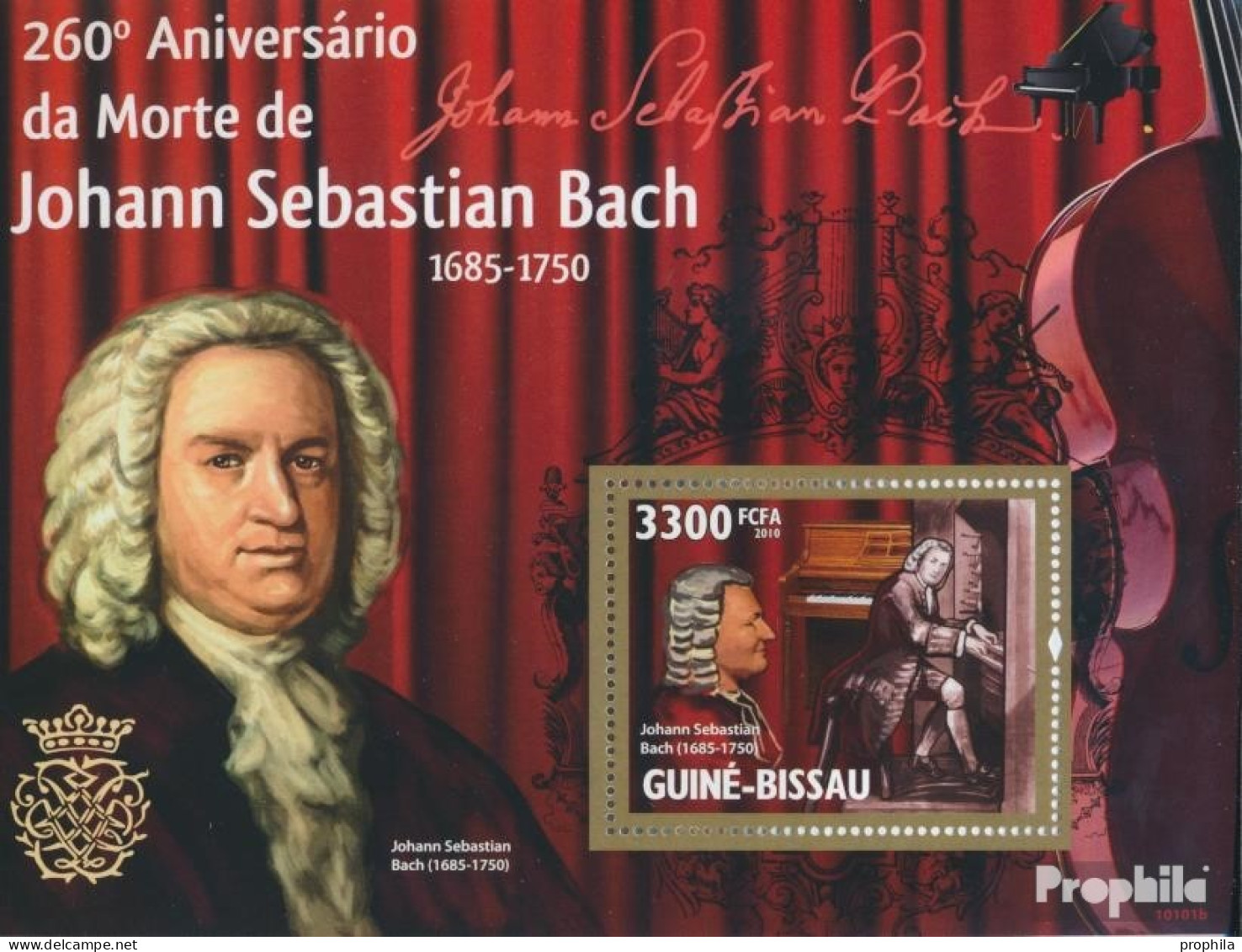 Guinea-Bissau Block 748 (kompl. Ausgabe) Postfrisch 2010 J. Sebastian Bach Und Musikinstrume - Guinea-Bissau