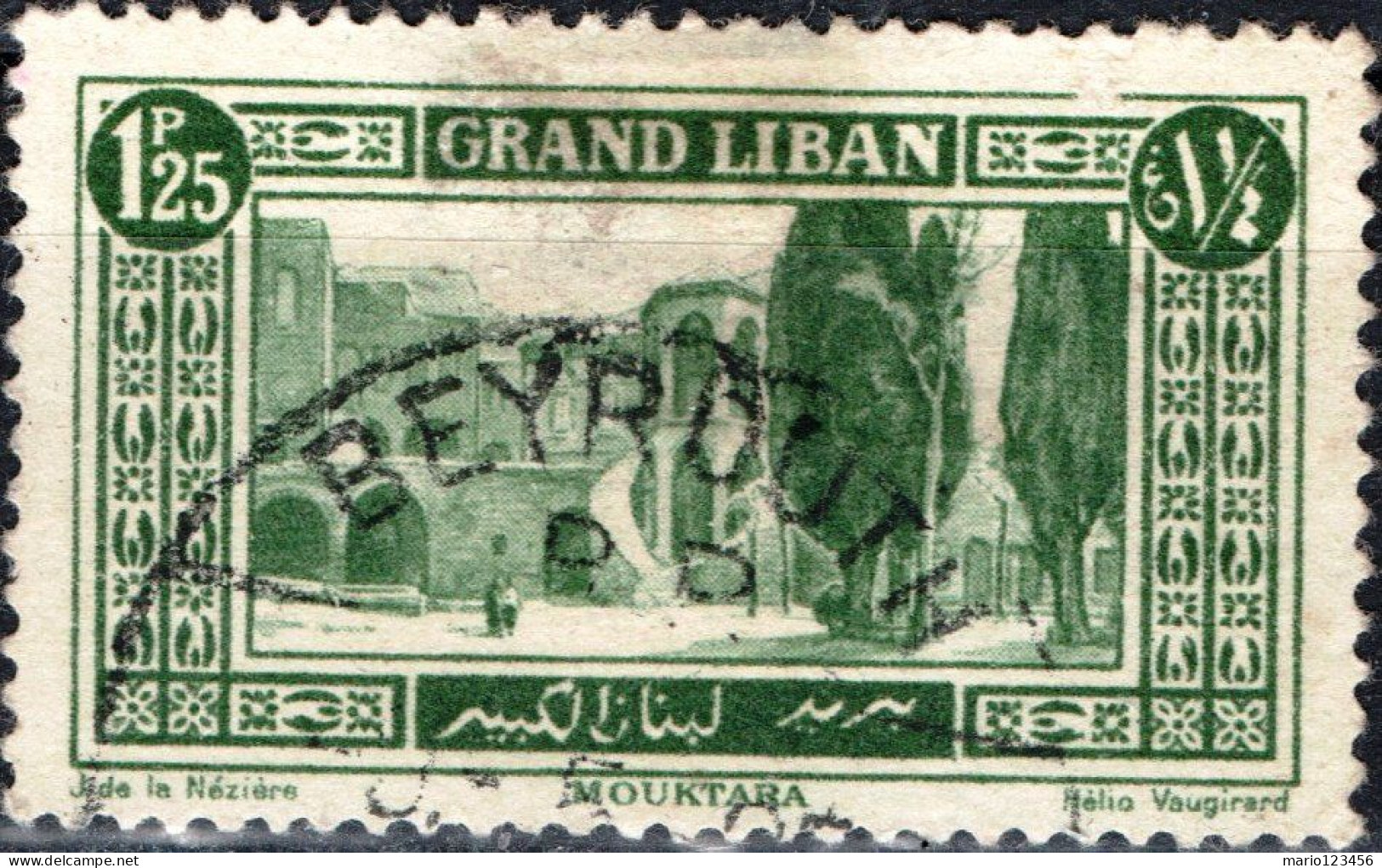 LIBANO, LEBANON, PAESAGGI, LANDSCAPES, 1925, USATI Scott:LB 55, Yt:FR-LB 55 - Used Stamps