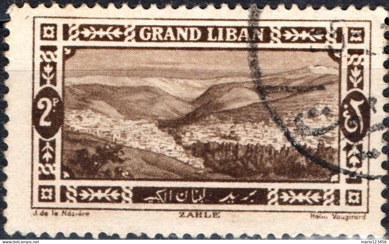 LIBANO, LEBANON, PAESAGGI, LANDSCAPES, 1925, USATI Scott:LB 57, Yt:FR-LB 57 - Used Stamps