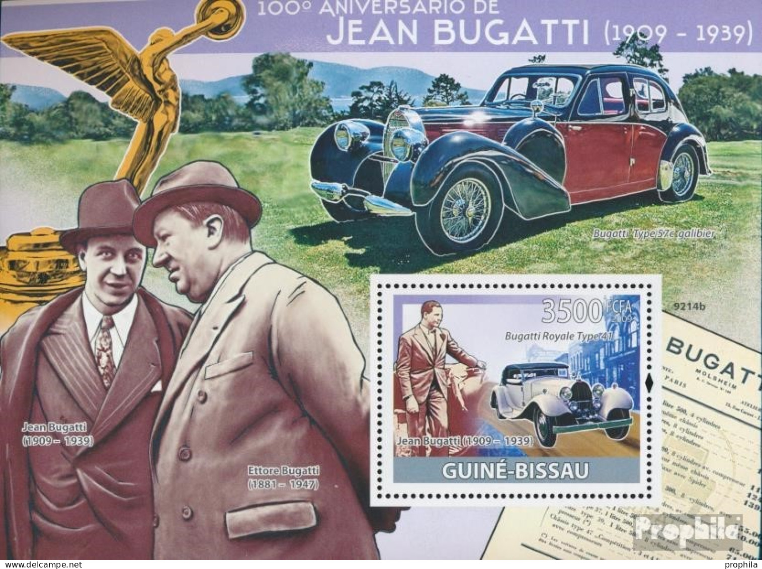 Guinea-Bissau Block 691 (kompl. Ausgabe) Postfrisch 2009 Jean Bugatti - Guinée-Bissau