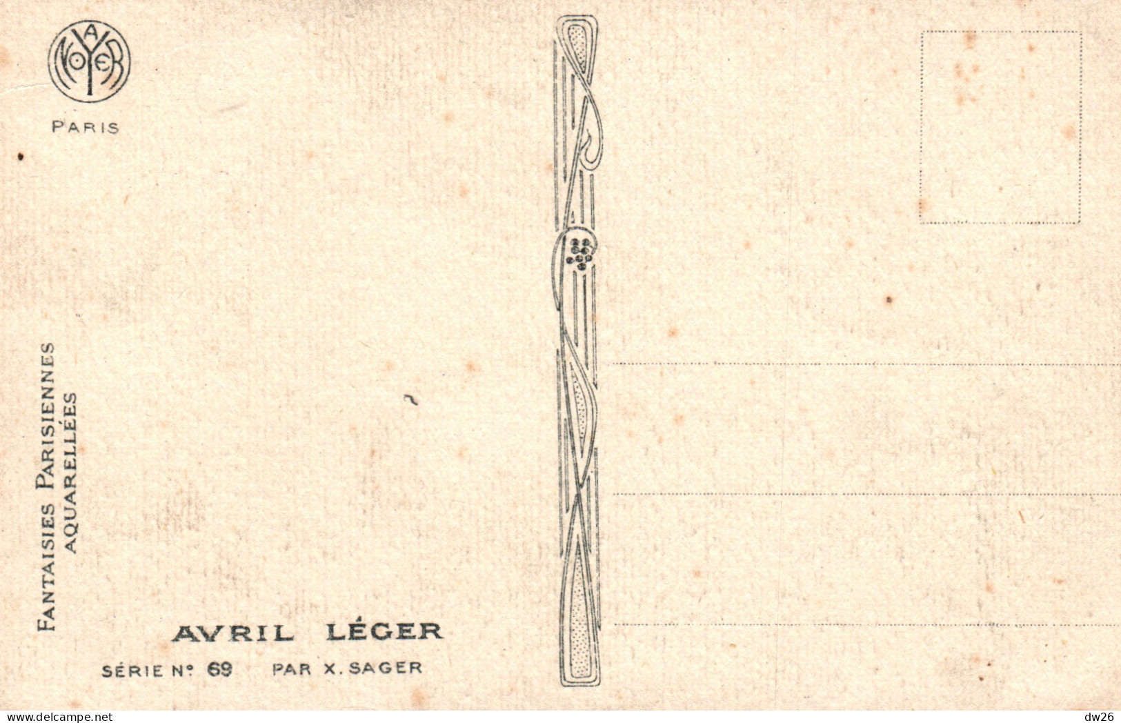 Illustration Xavier Sager - 1er Avril (Femme En Nuisette) Série N° 69 Avril Leger - Carte Noyer Non Circulée - Sager, Xavier