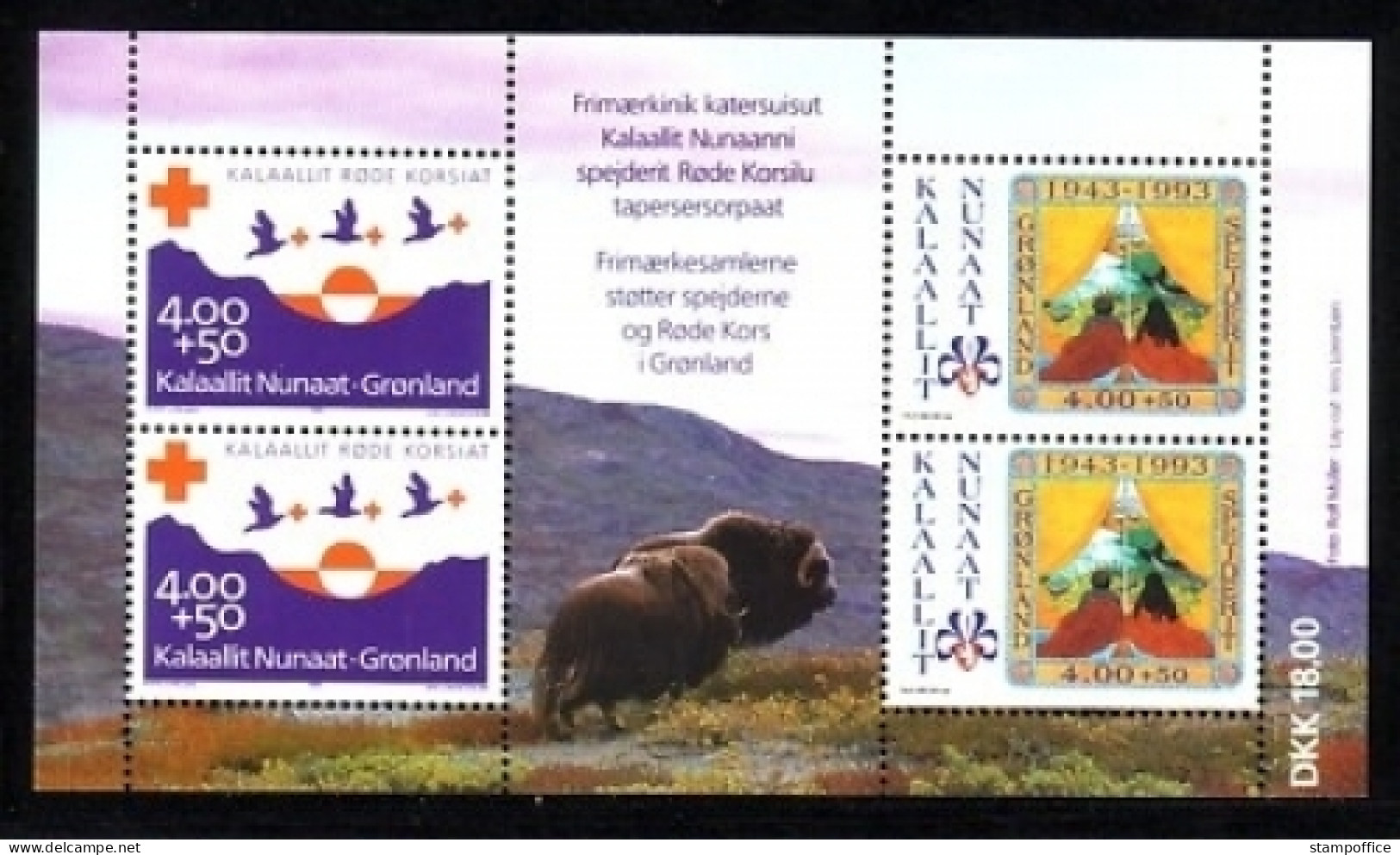 GRÖNLAND BLOCK 4 POSTFRISCH(MINT) ROTES KREUZ 1993 PFADFINDER - Ungebraucht