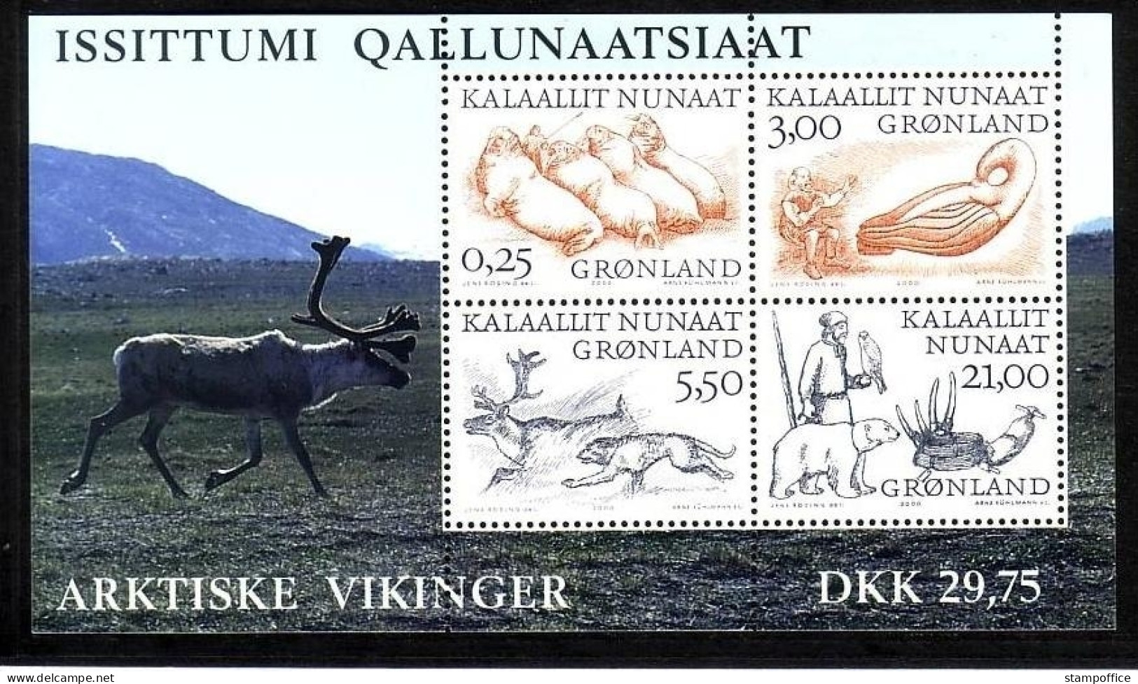 GRÖNLAND BLOCK 18 POSTFRISCH(MINT) ARKTISCHE WIKINGER (II) RENTIER BÄR FALKE - Blocks & Sheetlets