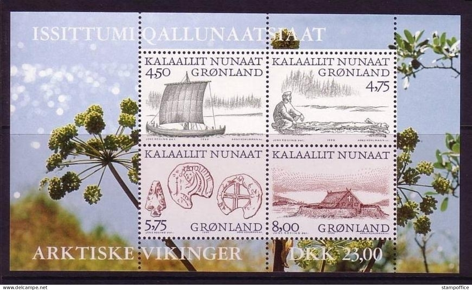 GRÖNLAND BLOCK 17 POSTFRISCH(MINT) WIKINGER SCHIFF 1999 - Bloques