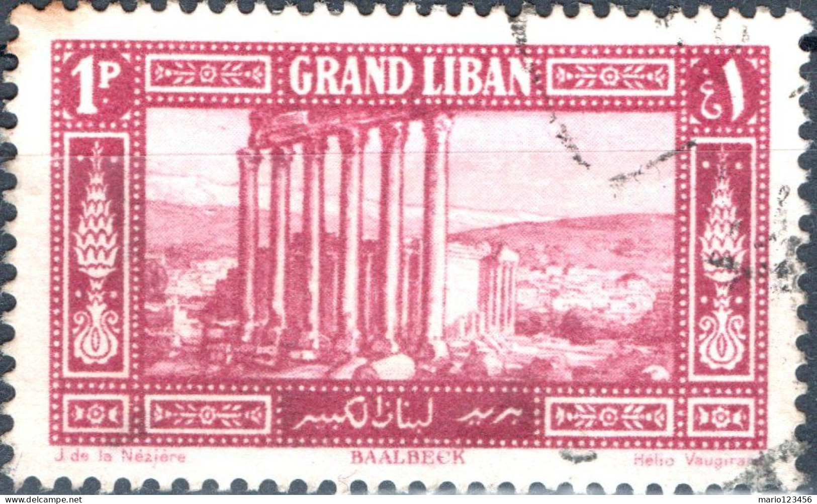 LIBANO, LEBANON, PAESAGGI, LANDSCAPES, 1925, USATI Mi:LB 62, Scott:LB 54, Yt:FR-LB 54 - Usados