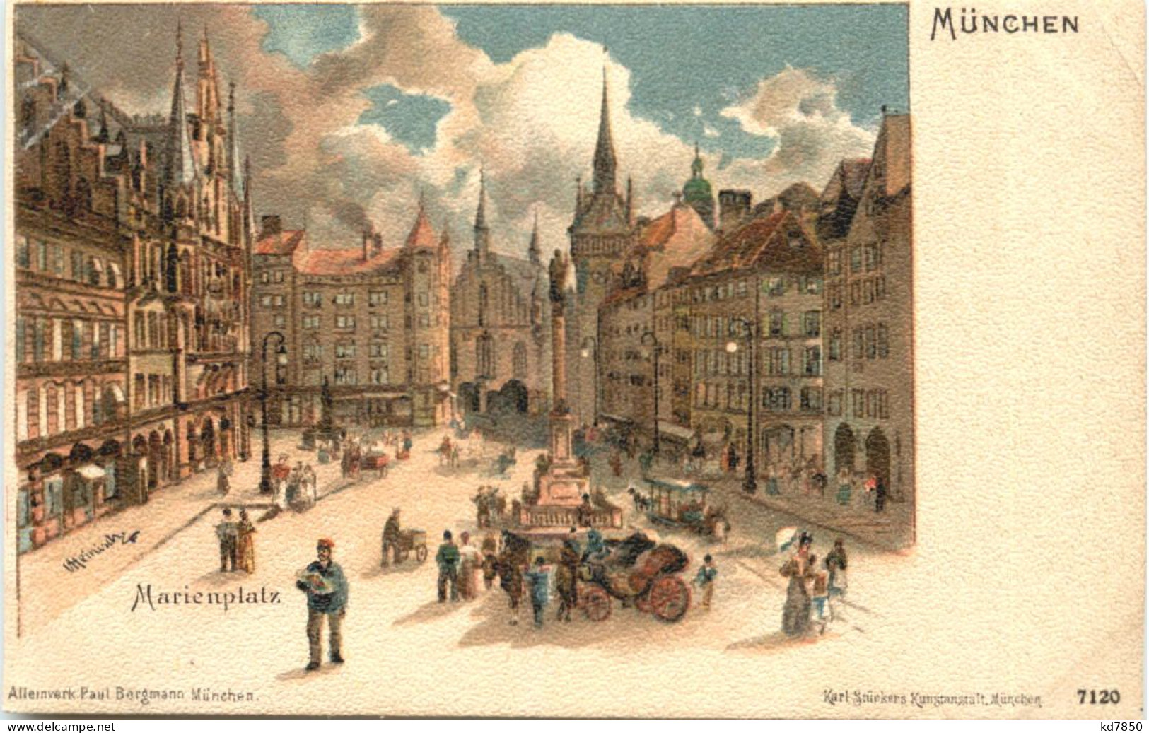 München - Marienplatz - Litho - Muenchen