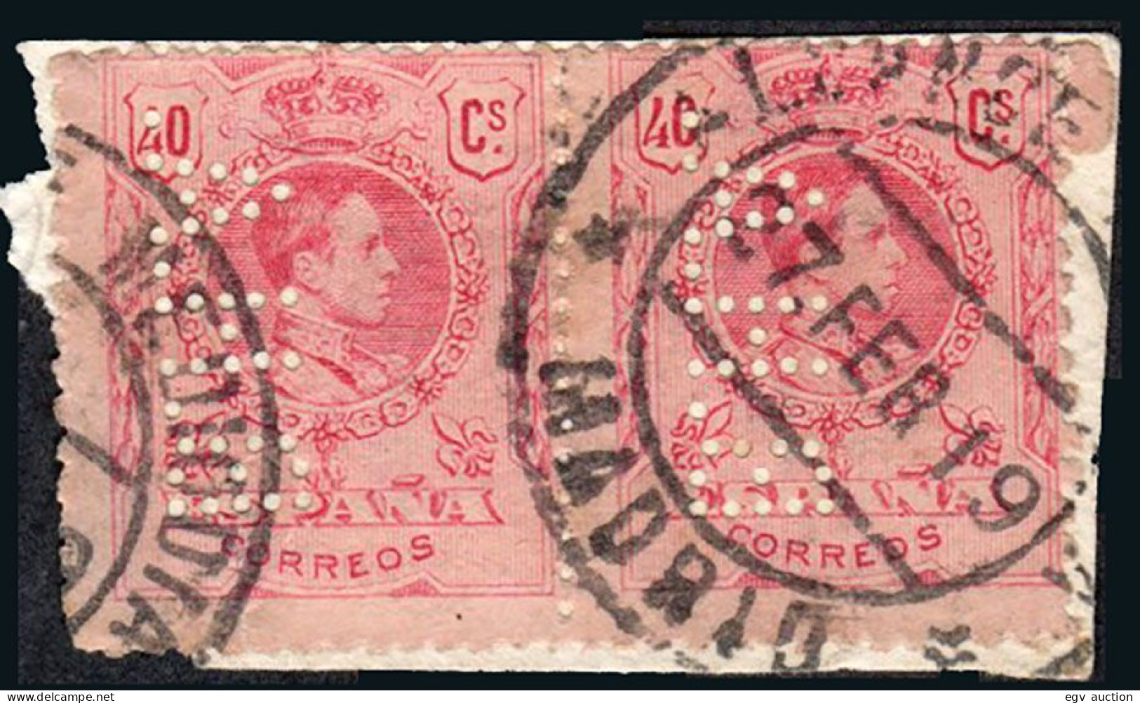 Madrid - Perforado - Edi O 276 Pareja - Fragmento "B.H.A" (Banco) - Used Stamps