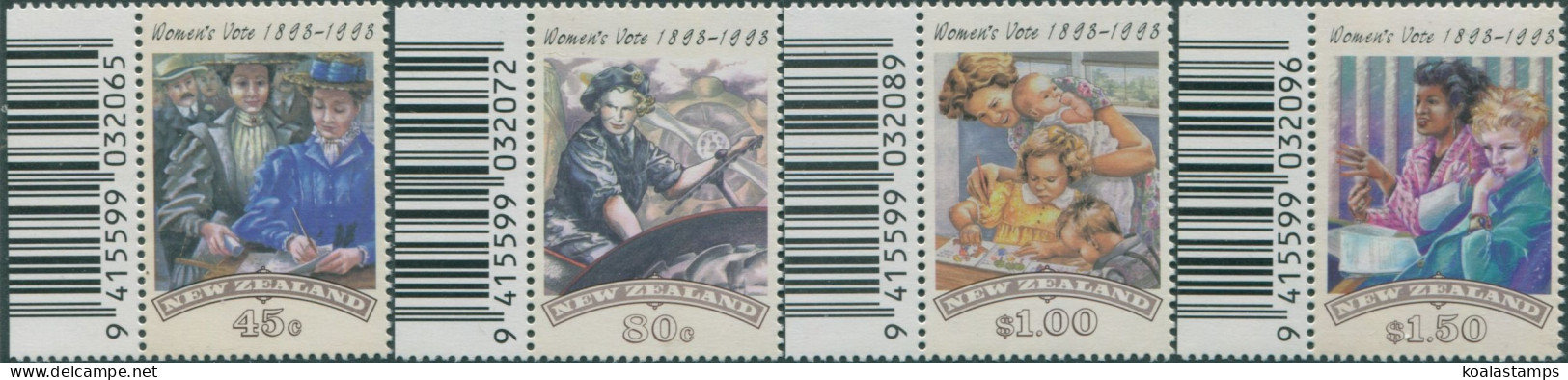 New Zealand 1993 SG1726-1729 Womens Suffrage With Barcode Set MNH - Andere & Zonder Classificatie