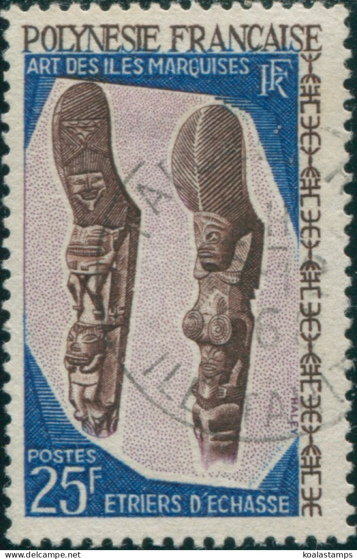 French Polynesia 1967 Sc#237,SG77 25f Hunting Stirrups FU - Autres & Non Classés