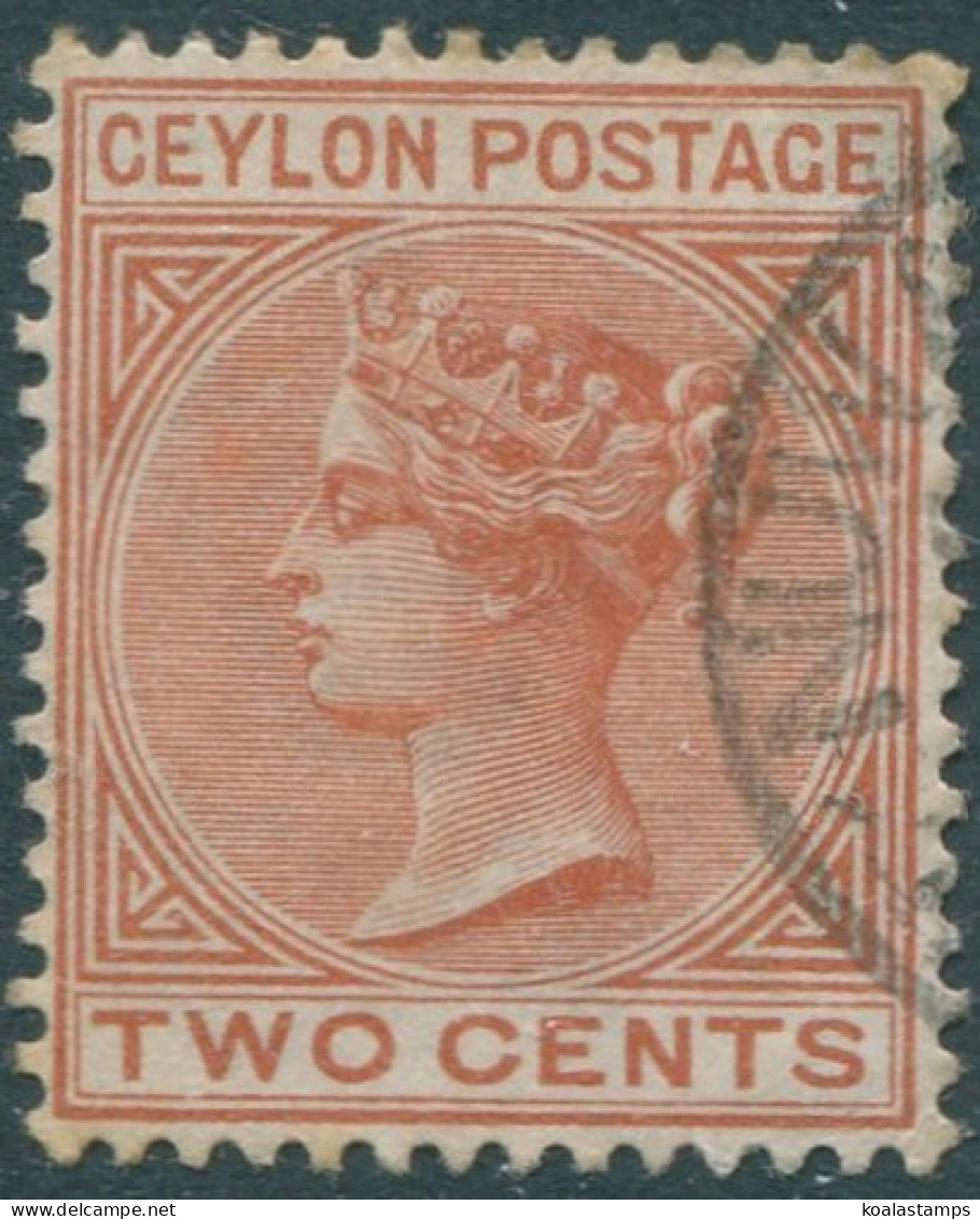 Ceylon 1883 SG146 2c Pale Brown QV FU (amd) - Sri Lanka (Ceylan) (1948-...)