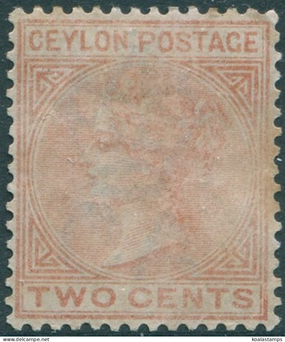 Ceylon 1883 SG146 2c Pale Brown QV Crown Over CA Wmk Toned Perfs MNG (amd) - Sri Lanka (Ceilán) (1948-...)