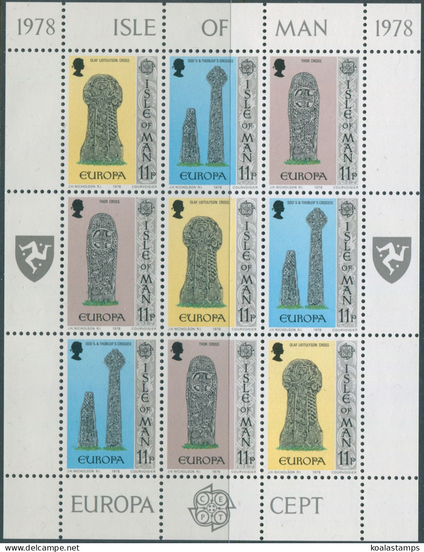 Isle Of Man 1978 SG136-138 Europa Crosses Sheet MNH - Isla De Man