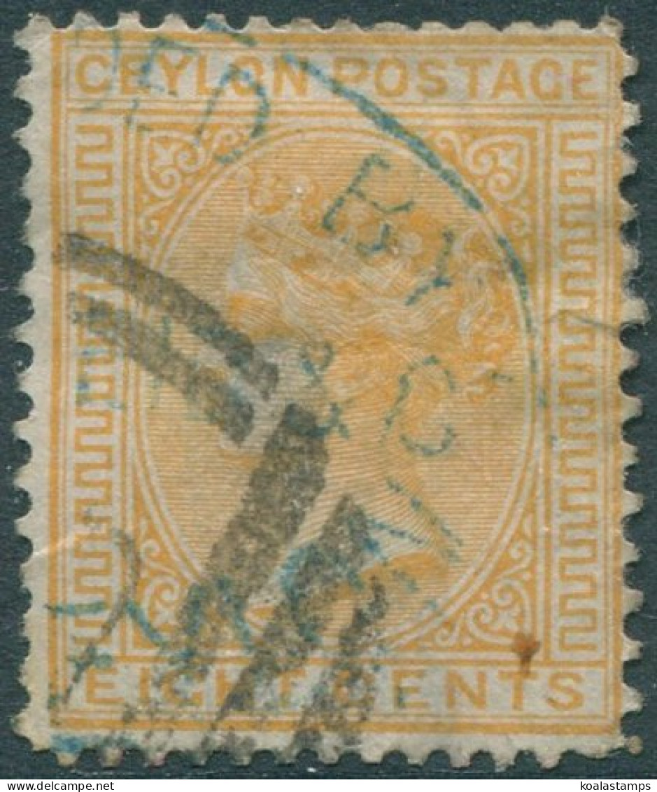 Ceylon 1872 SG135 8c Orange-yellow QV FU (amd) - Sri Lanka (Ceylon) (1948-...)