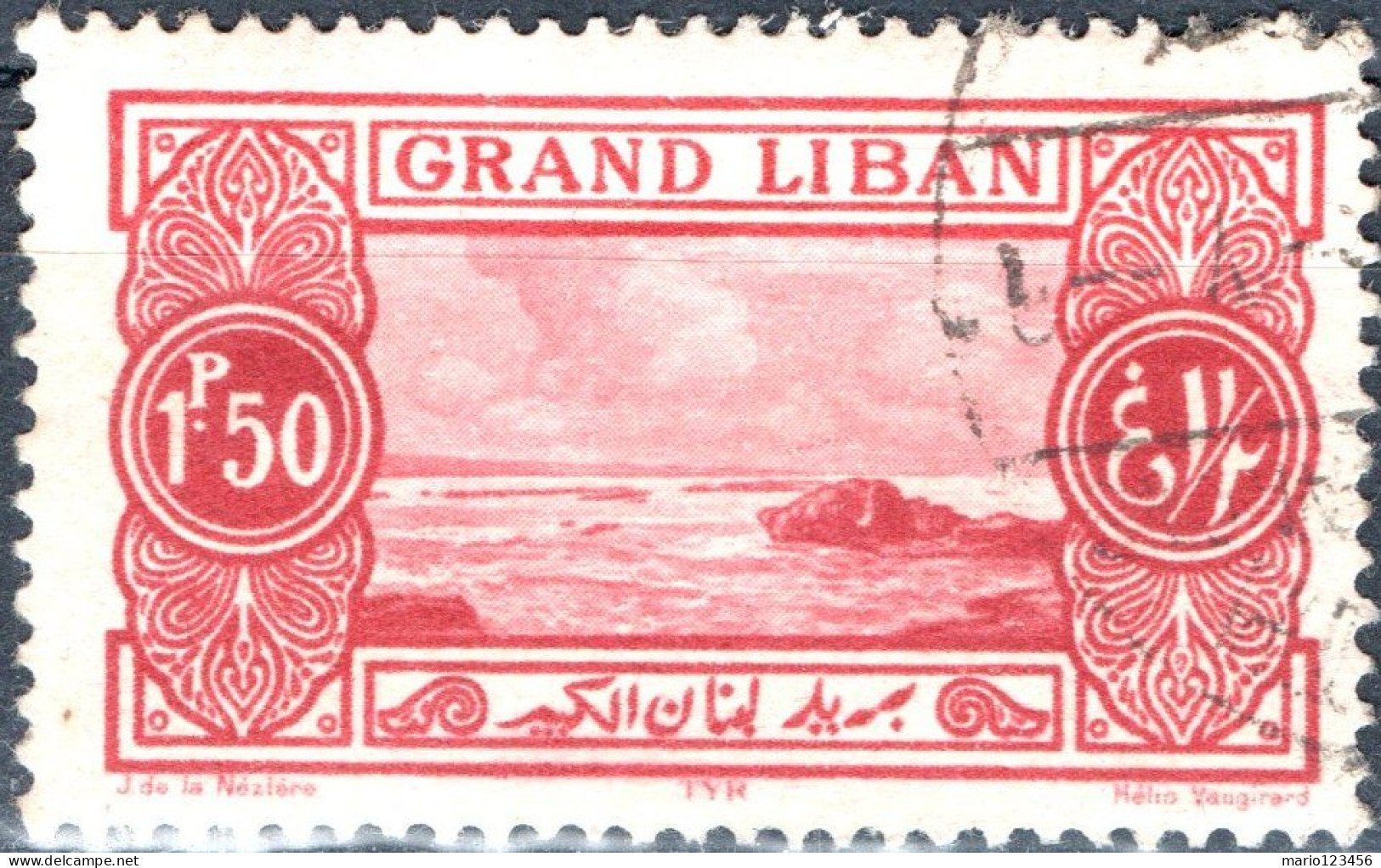 LIBANO, LEBANON, PAESAGGI, LANDSCAPES, 1925, USATI Mi:LB 64, Scott:LB 56, Yt:FR-LB 56 - Used Stamps