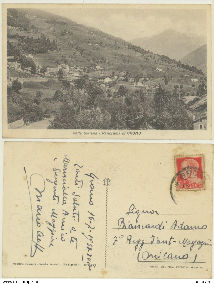 GROMO -VALLE SERIANA -BERGAMO -PANORAMA 1938 - Bergamo