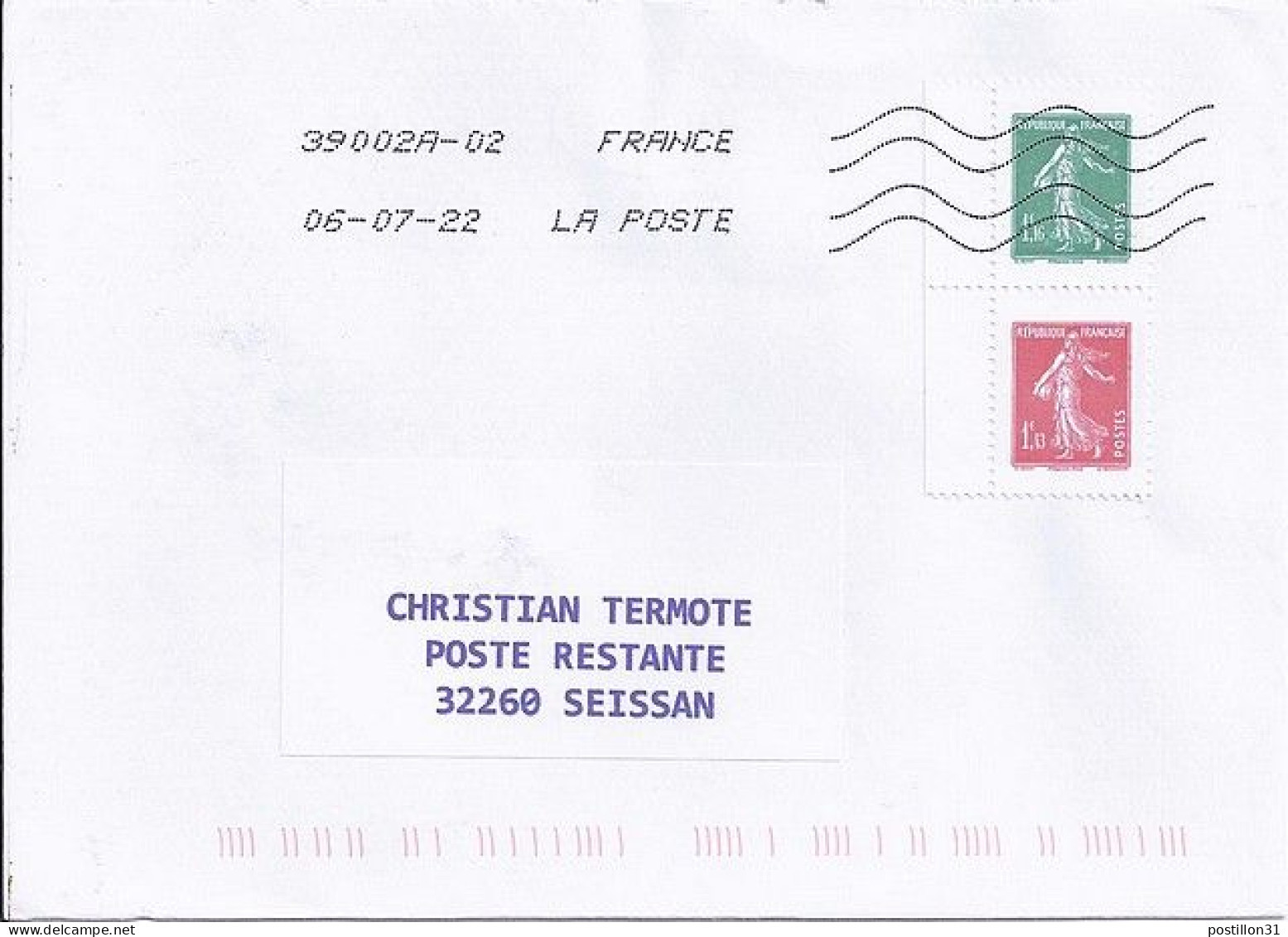 TP N° 5607+5608 SUR LETTRE DU 6.7.22 POUR POSTE RESTANTE - Covers & Documents