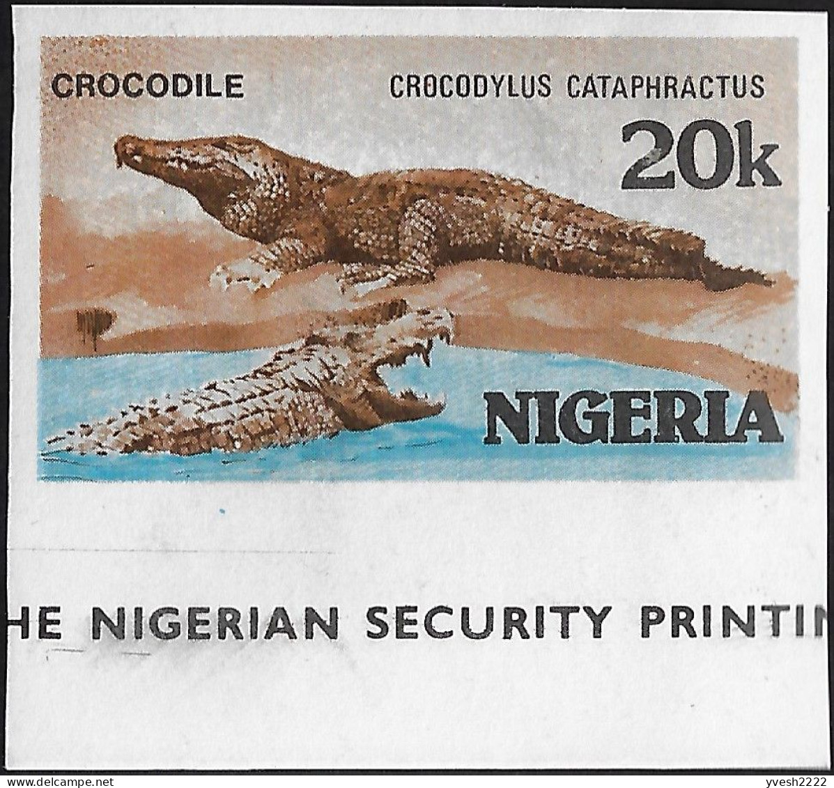 Nigeria 1986 Y&T 477 Non Dentelé. Crocodilus Cataphractus, Faux-gavial D'Afrique - Other & Unclassified