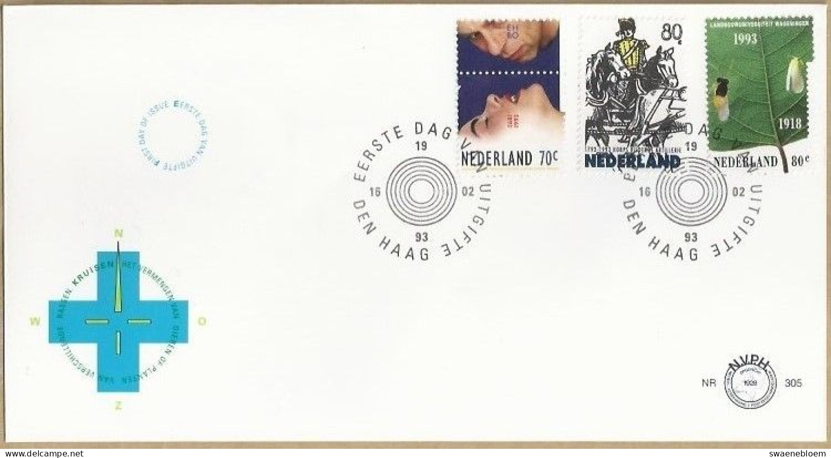 NL.- FDC. NVPH Nr. 305. EERSTE DAG VAN UITGIFTE. FIRST DAY OF ISSUE. 16.02.1993. HET VERMENIGVULDIGEN VAN DIEREN OF PLAN - FDC