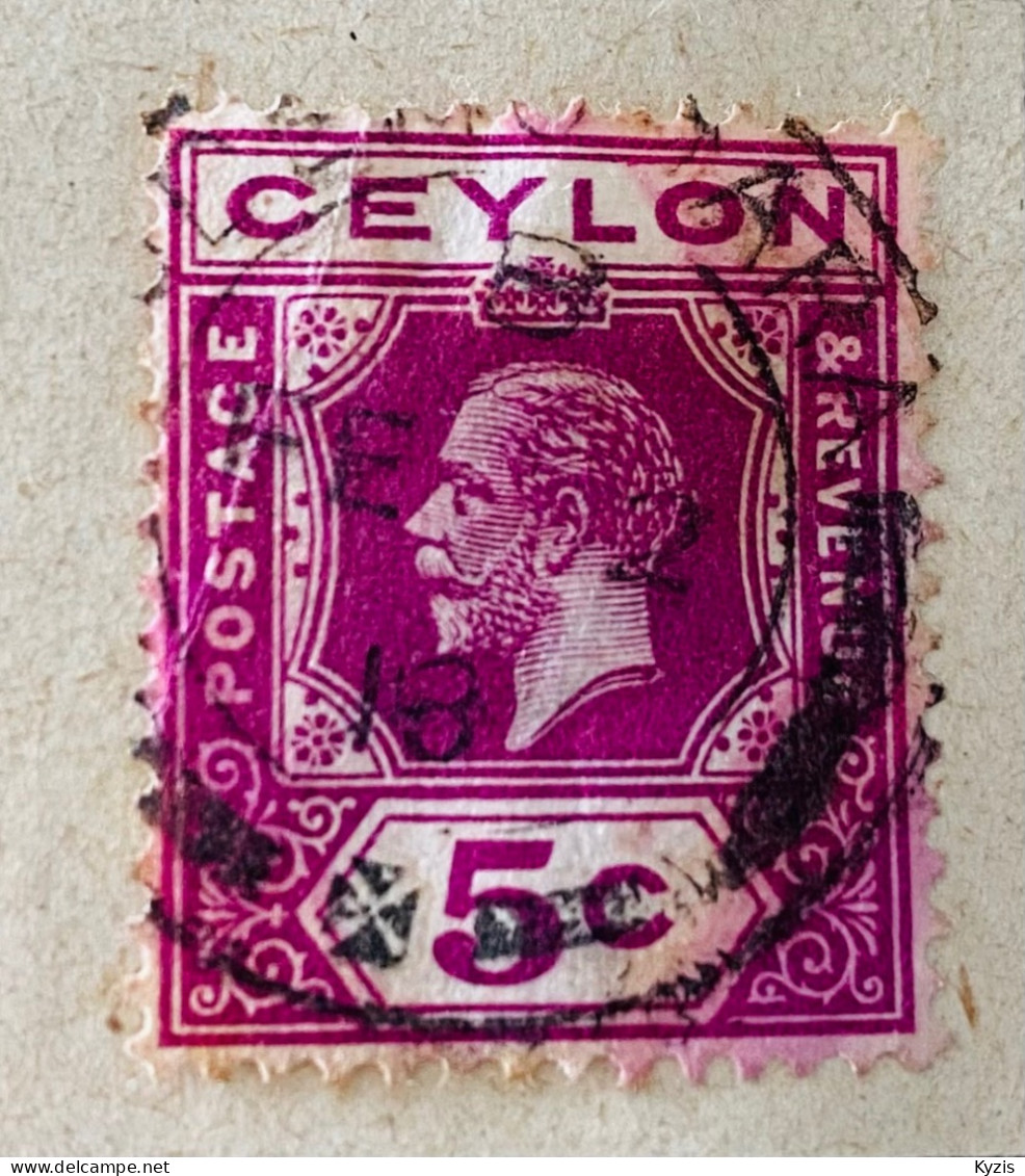 CEYLAN - Roi George V  1913 - Sri Lanka, Pourpre - VARIÉTÉ DE COULEUR - Ceilán (...-1947)