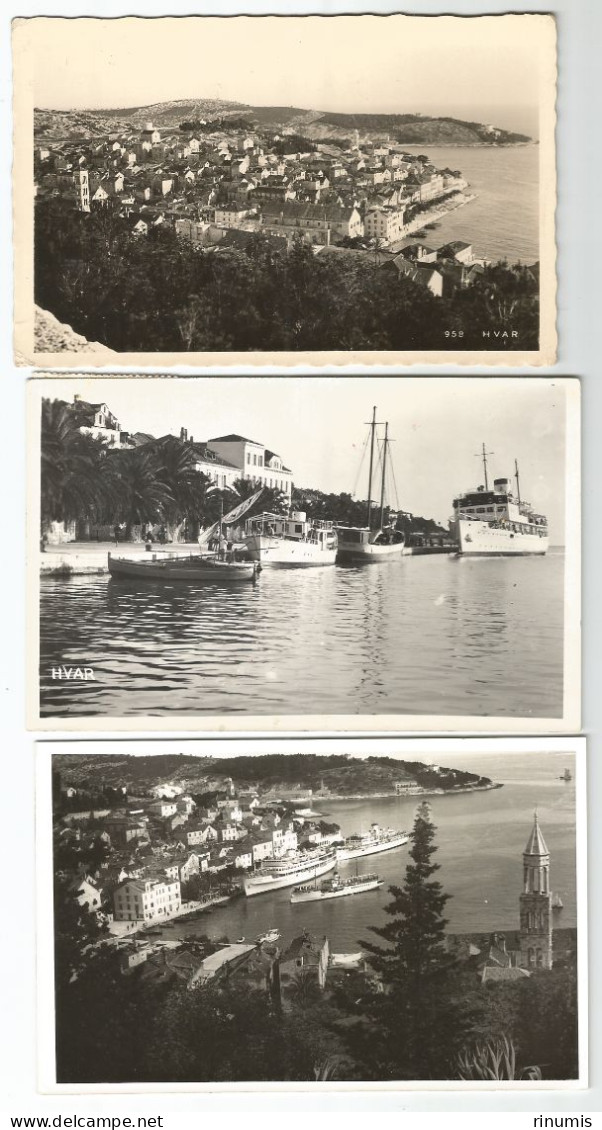 Hvar 3 Postcards 1930-63 Used - Croacia