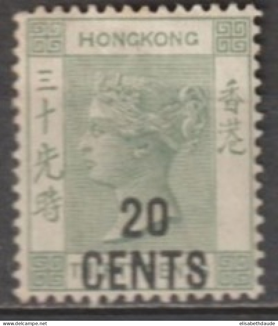 1885 - HONG KONG (CHINA) - SURCHARGES - YVERT N° 49 * MH - FILIGRANE CA - COTE =  185 EUR - Ongebruikt